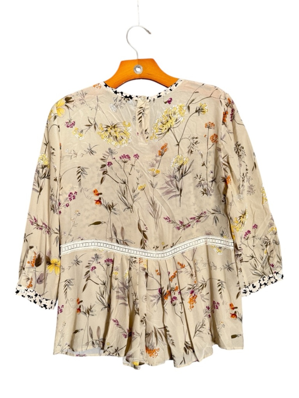 MaxMara Weekend Silk Floral Blouse Bohemian Garden Party Feminine Peplum S - Picture 3 of 7
